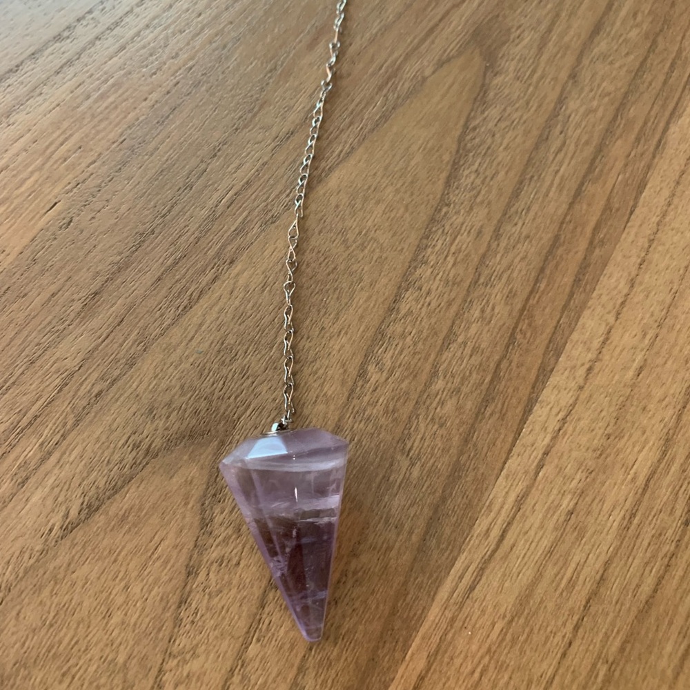 Amethyst crystal pendulum with silver chain